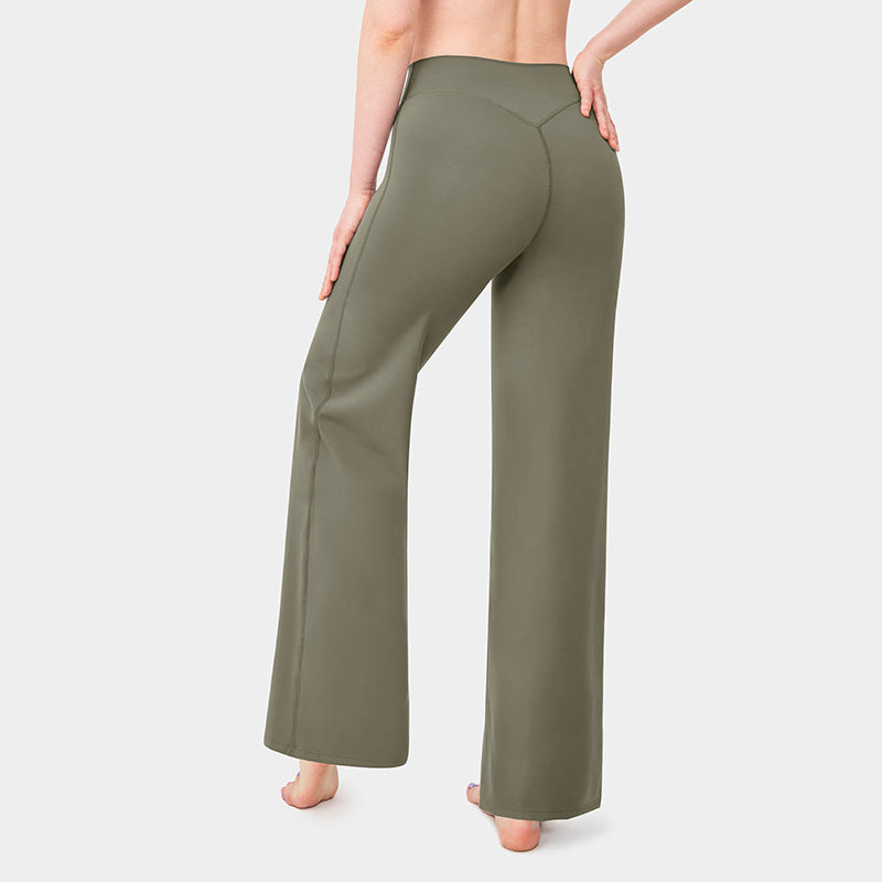 Loose Straight-leg Yoga Pants That Create A Slimming High-waisted Look